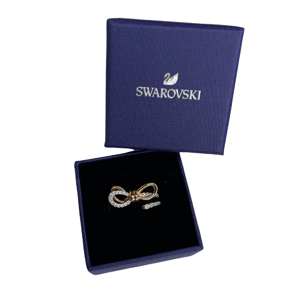 Swarovski Lifelong Bow ring Bow, White, Mixed metal finish Size Eur 52 / 6 USA